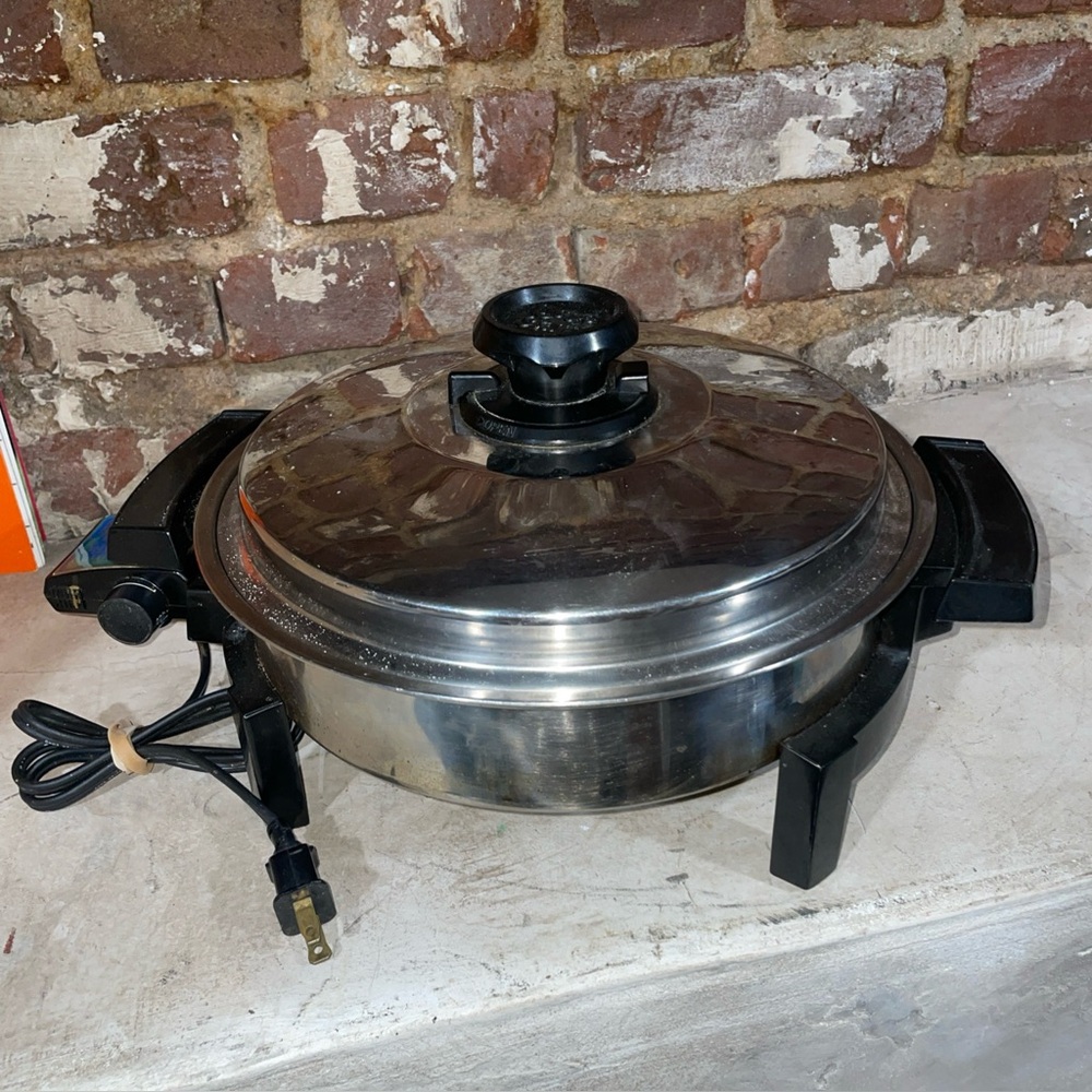 Lustre Craft Electric Skillet 10" Liquid Core Vented Lid SS 17209 Tested Works